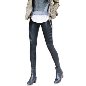 Spanx Faux Leather Motto Leggings. Size Large. Black